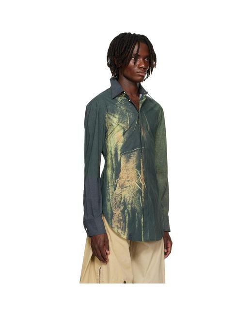 Jean Paul Gaultier Multicolor Ssense Exclusive Khaki & Mesh Printed Acid Water Shirt for men