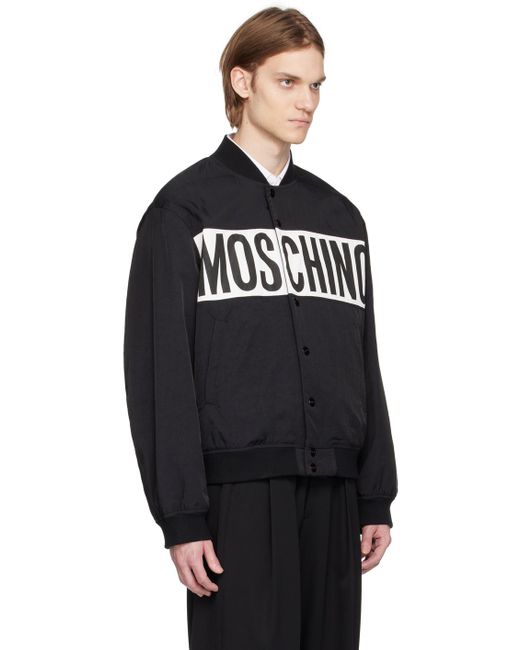 Moschino Black Printed Bomber Jacket for men