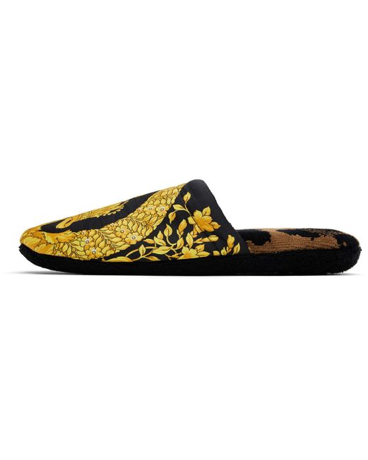 Versace Black 'I Heart Baroque' Slippers for men