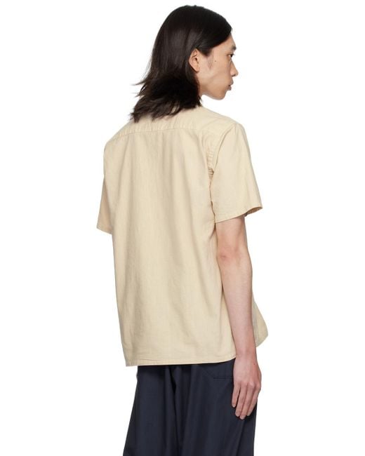 Beams Plus Natural Open Spread Collar Shirt for men