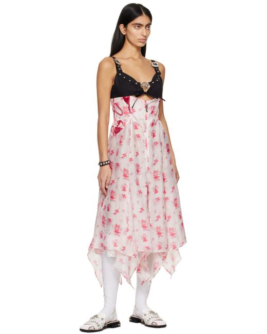 Chopova Lowena Black Pink Suski Midi Dress