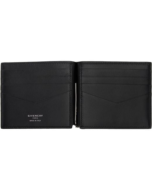 Givenchy Black Grained Leather Clip Wallet for men
