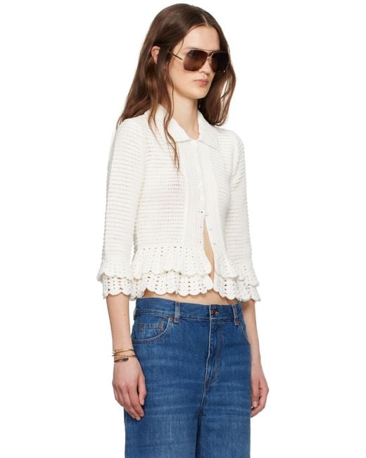 Chloé ホワイト Fitted Ruffled カーディガン White