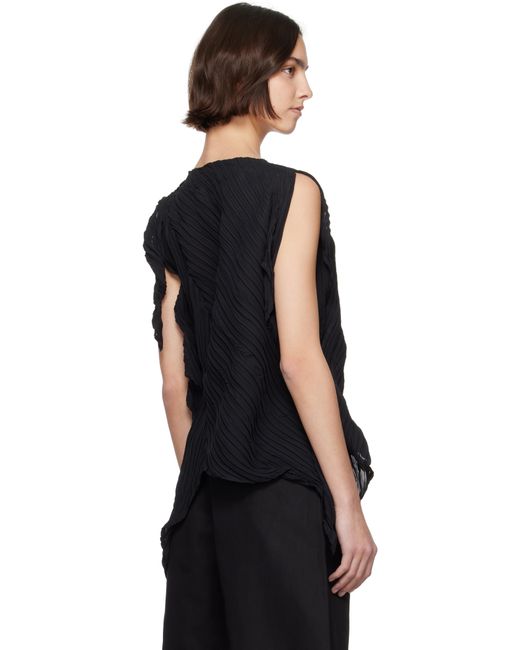 Issey Miyake Black Wrinkled & Twisted Blouse