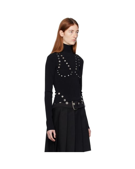 Off-White c/o Virgil Abloh Black Eyelets Mock Neck Sweater