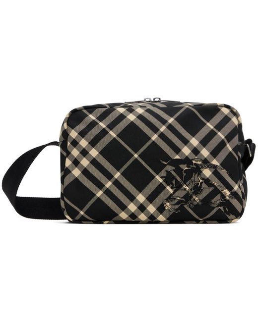 Burberry Black Signature Check Crossbody Messenger Bag for men