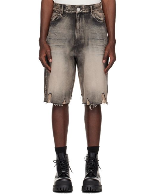 we11done Black Faded Denim Shorts for men