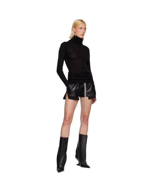 Rick Owens Black Tower Fog Leather Shorts