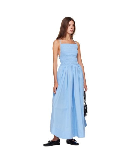 Ganni Blue Poplin Maxi Dress