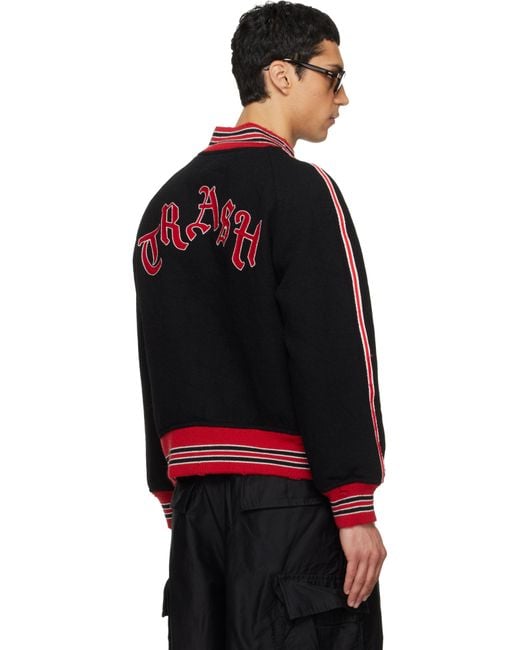 Needles Black Deconstructed Letter Bomber Jacket for men