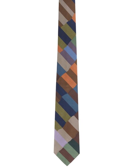 Paul Smith Black Multicolor Check Overlap Tie for men