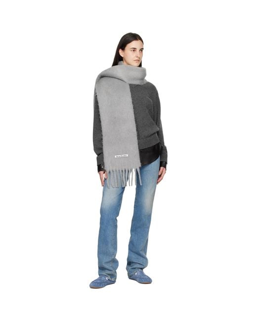 Acne Black Mohair Logo Scarf