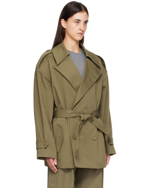 Frankie Shop Green Khaki Zurich Oversized Short Trench Coat