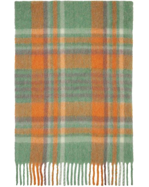 Acne Studios Orange & Green Check Scarf Lyst