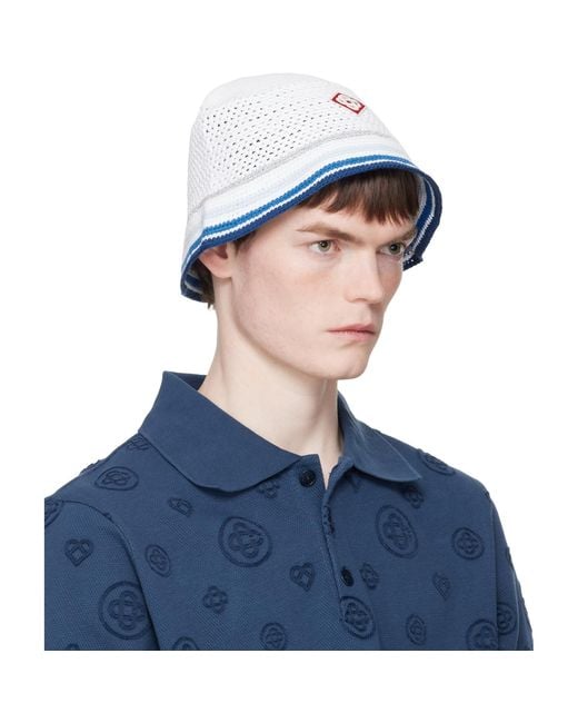 Casablanca Blue Mesh Stripe Crochet Hat for men