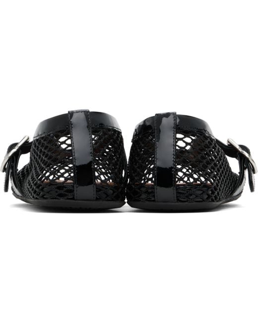 Alaïa Black Rhinestone-Embellished Leather Ballet Flats