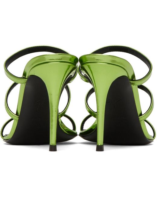 Giuseppe Zanotti Black Green Metallic Heeled Sandals