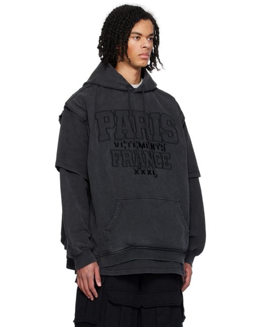 Vetements Blue Black Xxxl Paris Hoodie for men