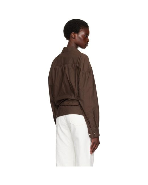 Lemaire Brown Straight Collar Twisted Shirt
