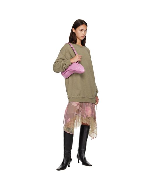 DIESEL Green Khaki & Sweatshirt Minidress