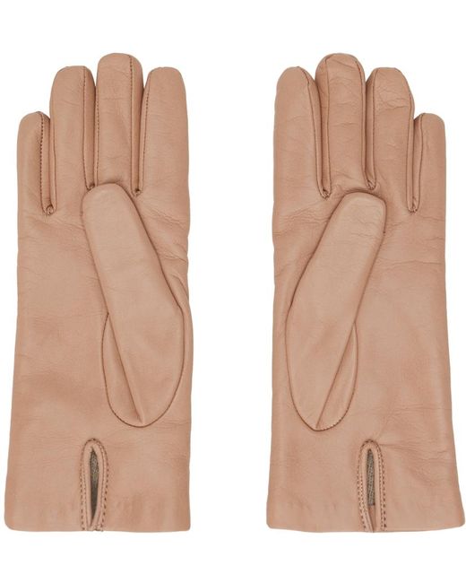 Max Mara Natural Pink Nappa Leather Gloves