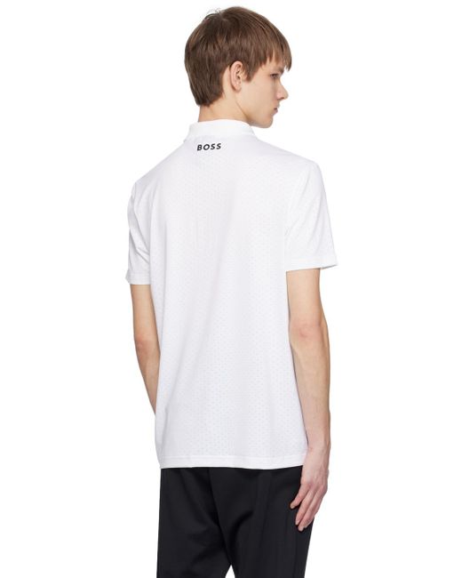 BOSS Degrade Jacquard Polo in White for Men Lyst UK