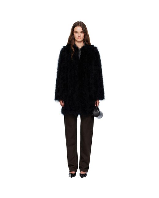 Yves Salomon Black Long Feather Coat
