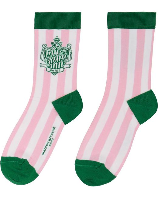 Maison Kitsuné Green Three-pack Multicolor Summer Print Ankle Socks for men
