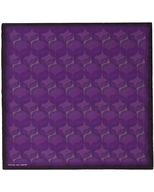 Dries Van Noten Purple Printed Pocket Square for men
