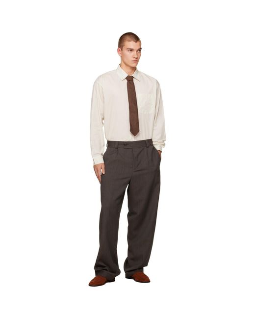 mfpen Gray Taupe Patch Trousers for men