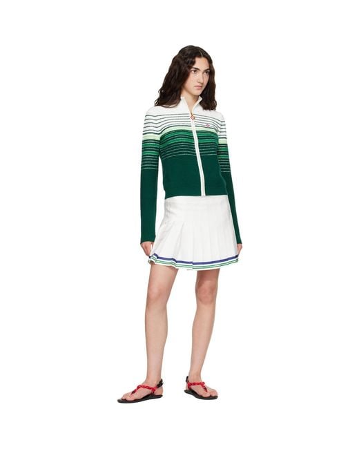 Casablanca Green Boucle Stripe Zip‑Up Track Jacket