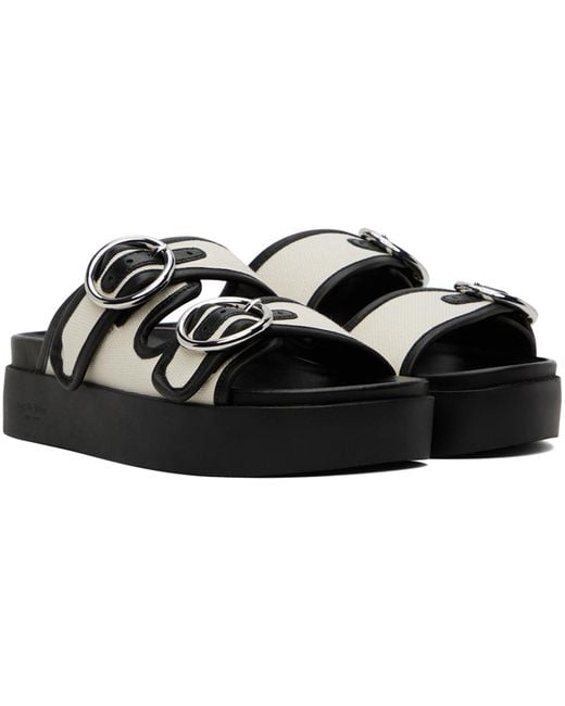 Rag & Bone Black Off- & Geo Buckle Platform Slides