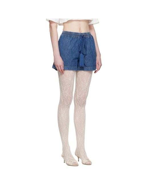 Valentino Blue Denim Chambray Shorts