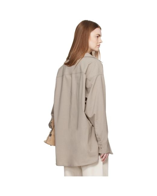 MM6 by Maison Margiela Natural Taupe Tailored Wool-Blend Shirt