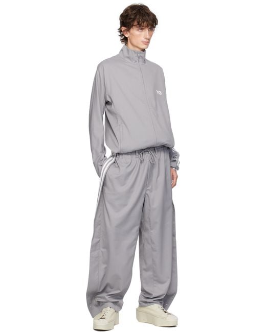 【関税込み】Y-3 グレー リファインウール トラックジャケット メンズ Y-3 グレー リファインウール トラックジャケット