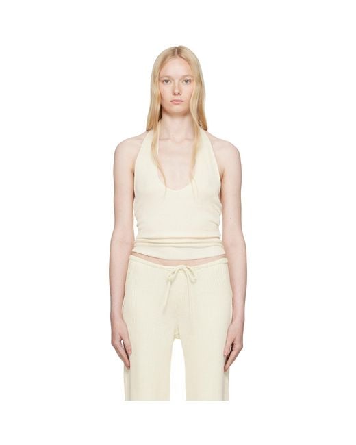 AYA MUSE Natural Off- Knit Halter Top