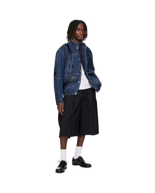 Sacai Blue Blouson Denim Jacket for men