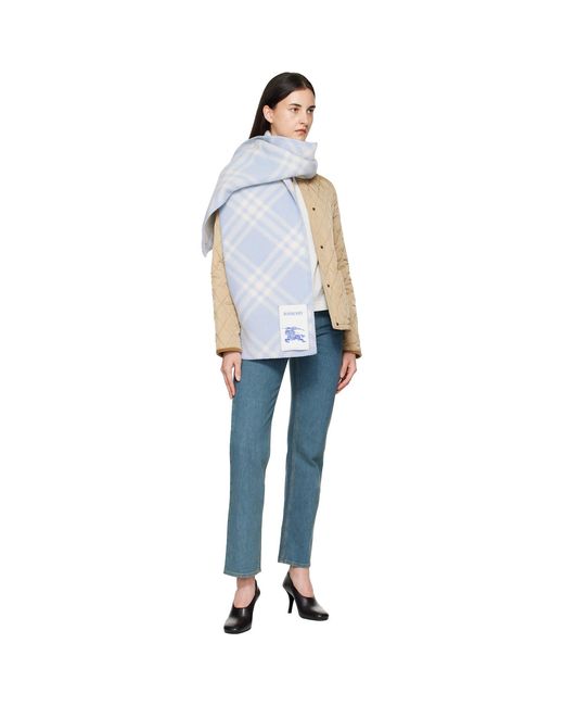 Burberry Blue Check Wool Scarf