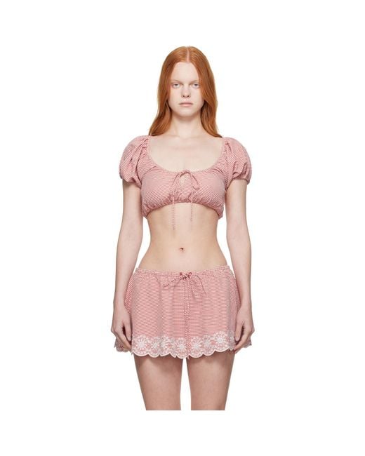 GUIZIO Pink Ravello Gingham Top