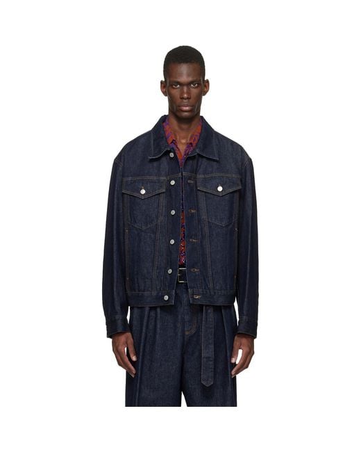 Dries Van Noten Blue Flap Pocket Denim Jacket for men