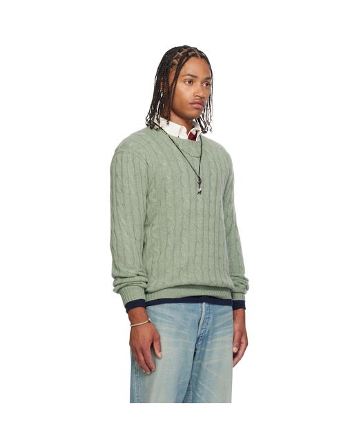 Polo Ralph Lauren Green 'The Iconic Cable-Knit' Cashmere Sweater for men