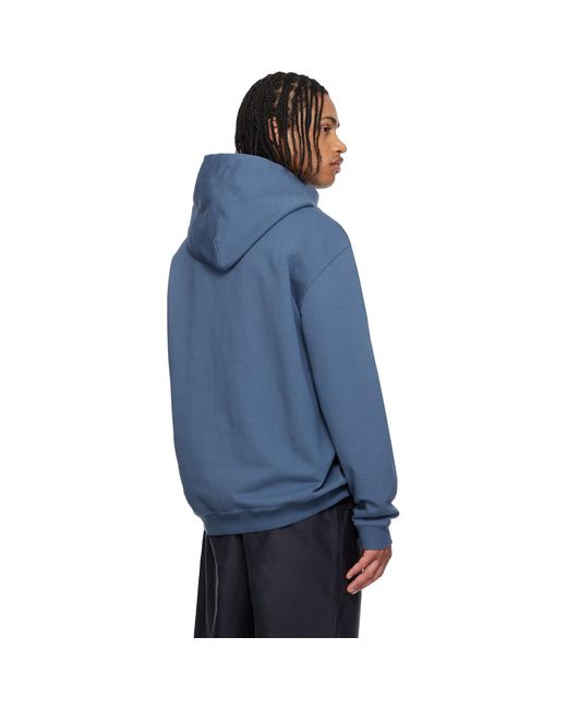 Maison Margiela Blue Reversed Logo Hoodie for men