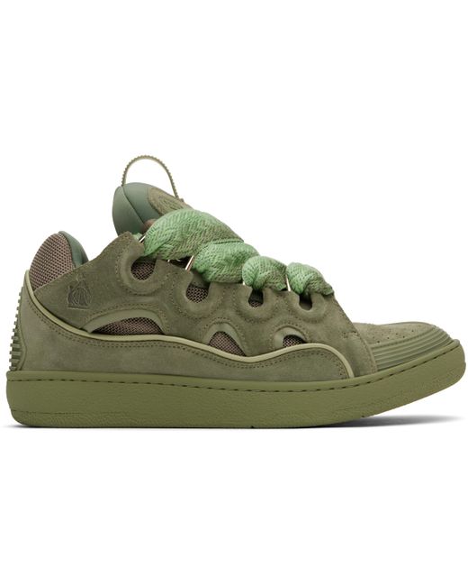 メンズ Lanvin カーキ Curb レザースニーカー Green