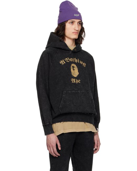 A Bathing Ape Black Overdyed Hoodie for men