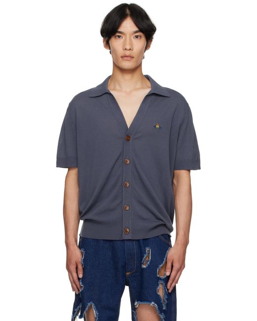 Vivienne Westwood Blue Cotton Polo Cardigan for men