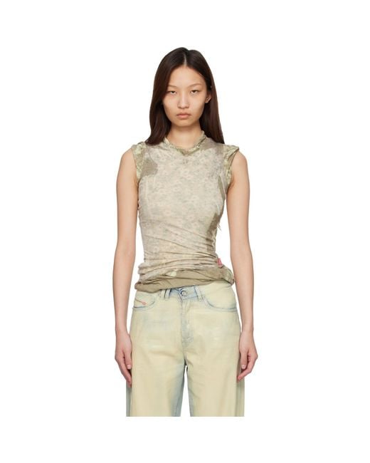 DIESEL Multicolor Khaki Bleached Effect Layered Top