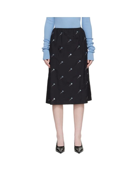 Rier Black Pop Flowers Midi Skirt