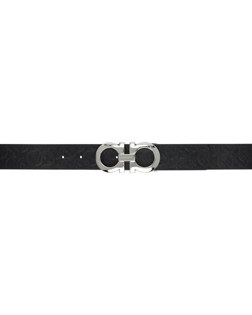Ferragamo Black Gancini Reversible Belt for men
