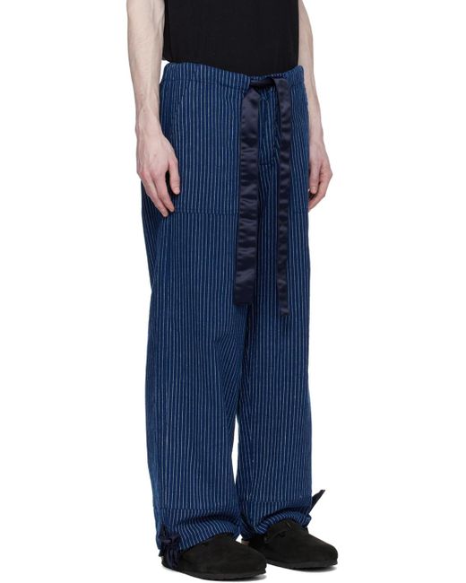 Greg Lauren Blue Pinstripe Trousers for men