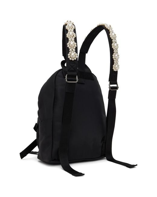 Simone Rocha Black Beaded Utility Bow Backpack